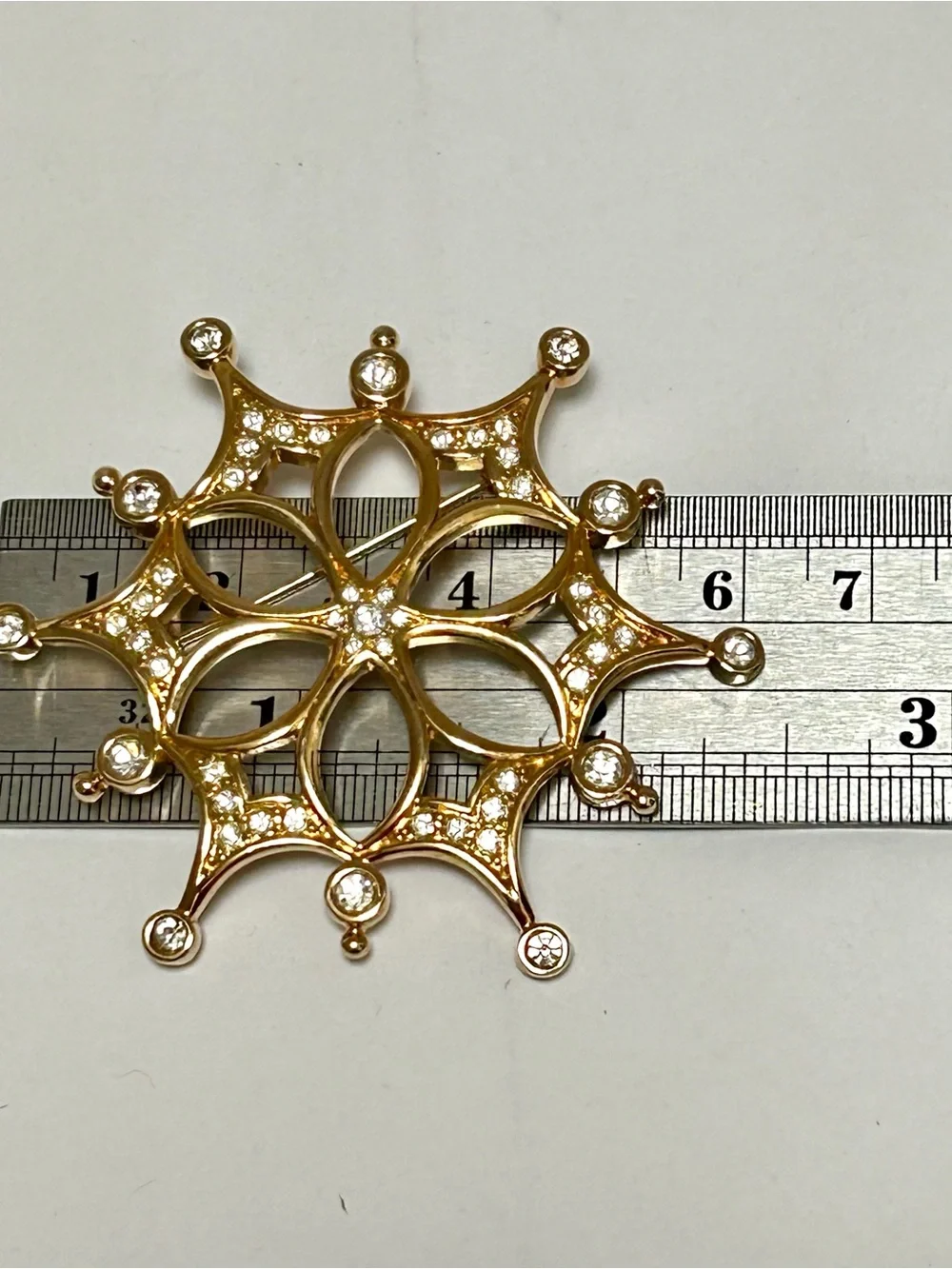 Swarovski Gold-Tone Crystal Flower Snowflake Brooch